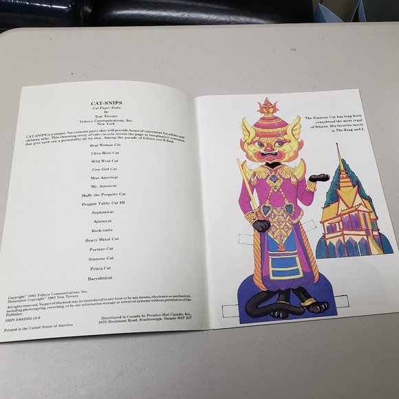 Cat Snips Tom Tierney Paper Doll Book 1983 - Picture 3 of 6